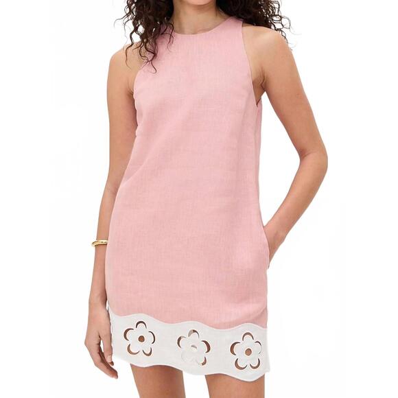 NEW STAUD mika linen dress in faded blush/white - Picture 1 of 7